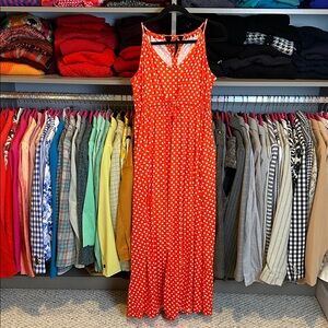 Unbranded orange/white polka dot beck tie sleeveless maxi dress size M